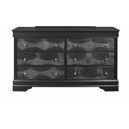 Global Furniture Usa Traditional Glam Croc Pompei Metallic Grey Dresser 1426